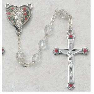 6mm Crystal Aurora Rosary w/ Plated Decal Crucifix & Center, Gift 