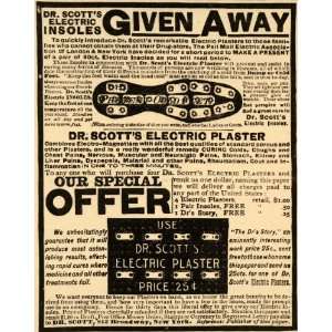 1889 Ad Dr. Scott Electric Plaster Shoe Insoles Pricing   Original 