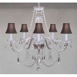  Authentic All Crystal Chandelier With Black Shades