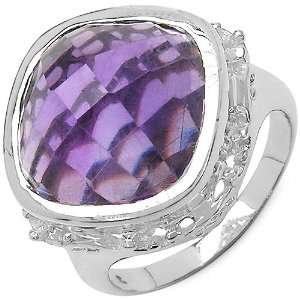  10.70 Carat Genuine Amethyst Sterling Silver Ring Jewelry