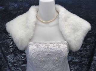 WHITE Faux Fox Fur Bolero Shrug Wrap Cape Bridal XS XL  