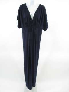 VANNABELLA Navy Short Sleeve V Neck Full Length Dress L  