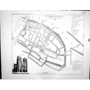  Fleury Antique Map Paris France Plan 1834 Quartier De La 