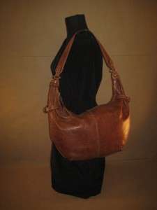 LIZ CLAIBORNE Tan Leather Slim Hobo Satchel Shoulder Purse Sling Bag 