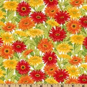  44 Wide Moda Fresh Flowers Daisies Cloud White Fabric By 
