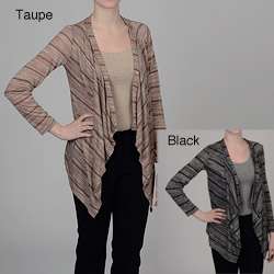   Womens Striped Space dye Open front Cardigan  Overstock