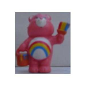   Bear PVC Approx. 1 1/2 To 2 Tall Pink With Bucket Of Rainbow Paint