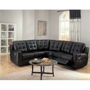   Coaster Tempe Reclining Sectional Sofa   Black Leather: Home & Kitchen