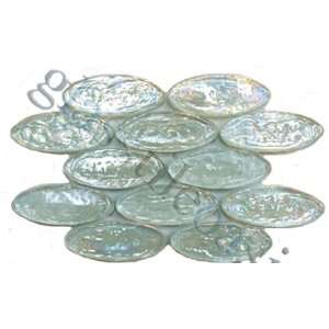   Aqua Ovals Glossy & Iridescent Glass Tile   13347