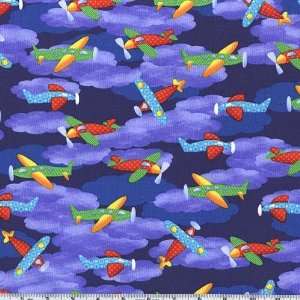  45 Wide City Planes Blue Fabric By The Yard Arts 