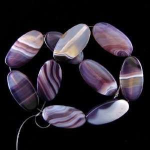 35 37mm purple agate flat oval beads 15 strand 