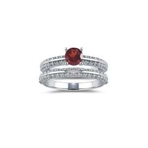  0.92 Cts Diamond & 0.57 Cts Garnet Ring in 18K White Gold 