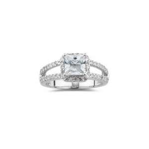  0.58 Cts Diamond & 1.13 Cts White Sapphire Ring in 14K 