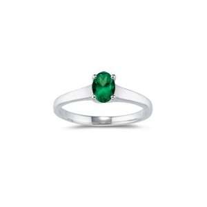  0.34 Ct Emerald Solitaire Ring in 18K White Gold 4.0 