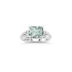  0.04 Cts Diamond & 2.42 Cts Green Amethyst Solitaire Ring 