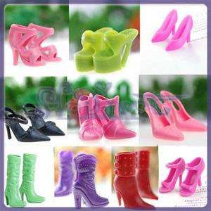 10 Pairs Assorted High Heel Platforms Shoes Sandals Boots for Barbie 