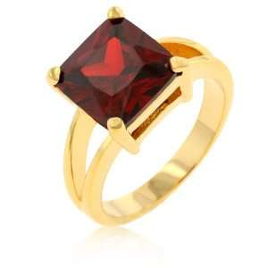  14K Gold Bonded 8 Carat Garnet CZ Solitaire Ring Jewelry