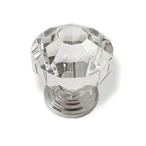  Diamond Cut Clear Acrylic Knob 1 1/4 Chrome Plated Base 