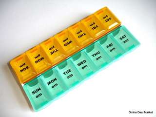 WEEKLY 7 Day AM PM PILL ORGANIZER Medicine TWICE TABLET  