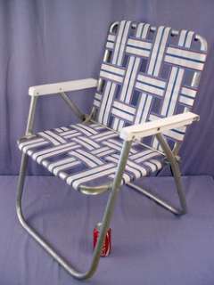 Vintage Aluminum Folding Webbed Lawn Chair Deck Camping Beach 3.5 lbs 