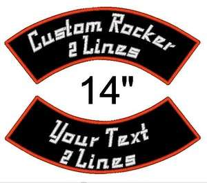 Custom Embroidered Rocker Name Patch 2 LINE Biker 14  