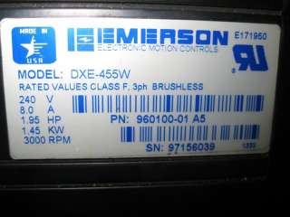 EMERSON DXE 455W SERVO MOTOR 1.45 KW 3000 RPM 240 VOLT  