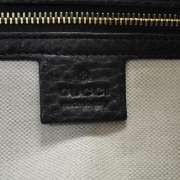 GUCCI Leather VINTAGE WEB Boston Bag Purse Black GG  