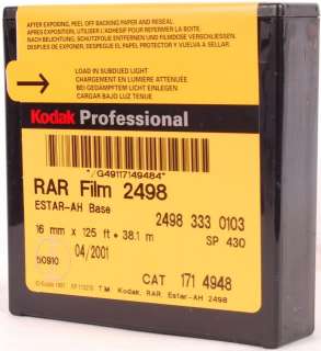 KODAK RAR 2498 16mm MOVIE/MOTION FILM REEL/STOCK 125ft  