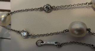 Platinum Tiffany&Co. Elsa Peretti Bracelet with Diamonds and Pearls 