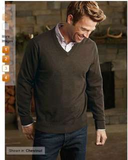 Eddie Bauer Mens V Neck Cotton Cashmere Sweater S,M,L,2XL,3XL,MT,LT 