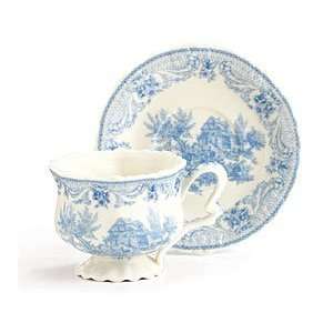 Blue Toile Teacup 8 pc Set   Gift, Kitchen Decor, Party