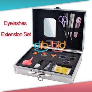 Pro False Eyelashes Eye Lash Extension Makeup Tweezers Brush Glue Set 