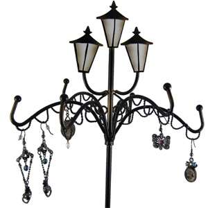 Victorian Lamp Metal Earring Jewelry Stand Holder black  