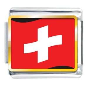 Switzerland Flag Italian Charm Bracelet Link