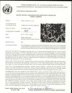 TONY CURTIS lithograph signed WFUNA United Nations COA  