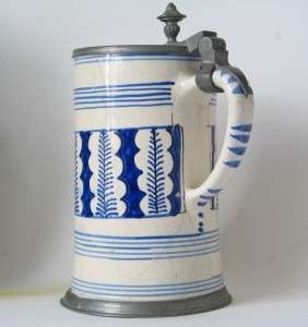 Large Early Austrian Faience Beer Stein  Gmunden c.1830  