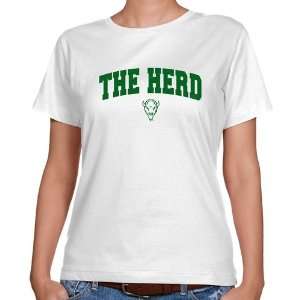 NCAA Marshall Thundering Herd Ladies White Logo Arch Classic Fit T 
