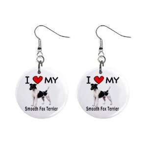  I Love My Smooth Fox Terrier Button Earrings Everything 