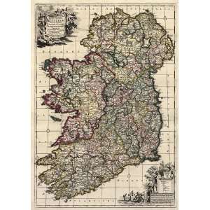  Antique Map of Ireland (ca 1700) by Frederik de Wit (Archival Print 