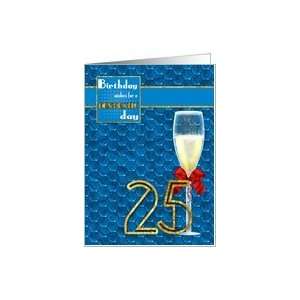  25th Birthday   Geometric Birthday Card Champagne Card 