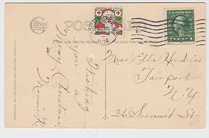 Rochester New York 1914 Postcard With Christmas Seal Tied  