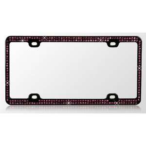  Black Chrome Metal Car License Plate Frame with Double Row 