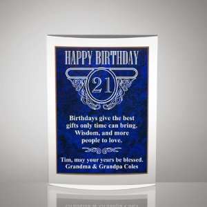  Milestone Acrylic Birthday Plaque with Blue Marble Finish 