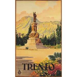  TRENTO CITY STATUE EUROPE ITALY ITALIA VINTAGE POSTER 