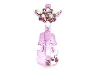 Unique Pink Buutterfly sitting on Violin Brooch Pin  