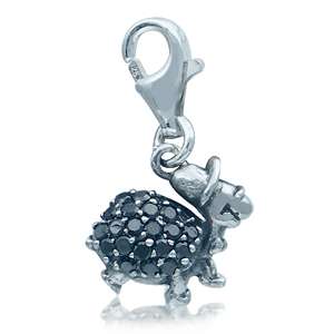 Adorable CZ 925 Sterling Silver Turtle Dangle Charm  