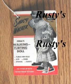 1950s Ideal SAUCY WALKER doll WRIST hang TAG #2  