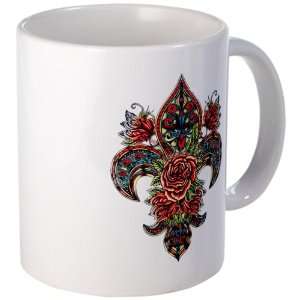  Mug (Coffee Drink Cup) Floral Fleur De Lis: Everything 