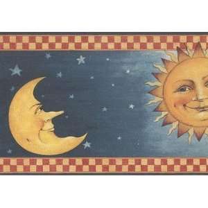  Wallpaper Border David Carter Brown Country Sun & Moon on Starry 