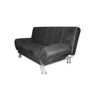  Futon Sofa Bed   Black Cover with Metal Frame: Home 